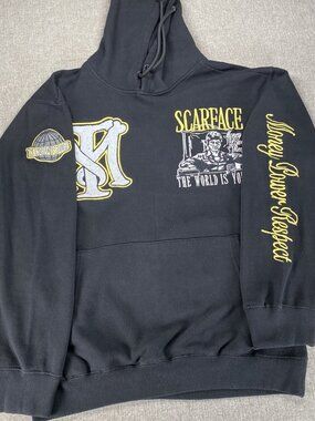 Reason Scarface Hooded Sweatshirt Top Men's Large Black Graphic Print Casual